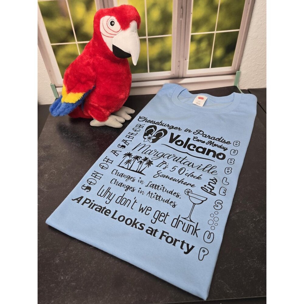 Be the envy of every Parrot Head with this one-of-a-kind tee that sings Jimmy Bu